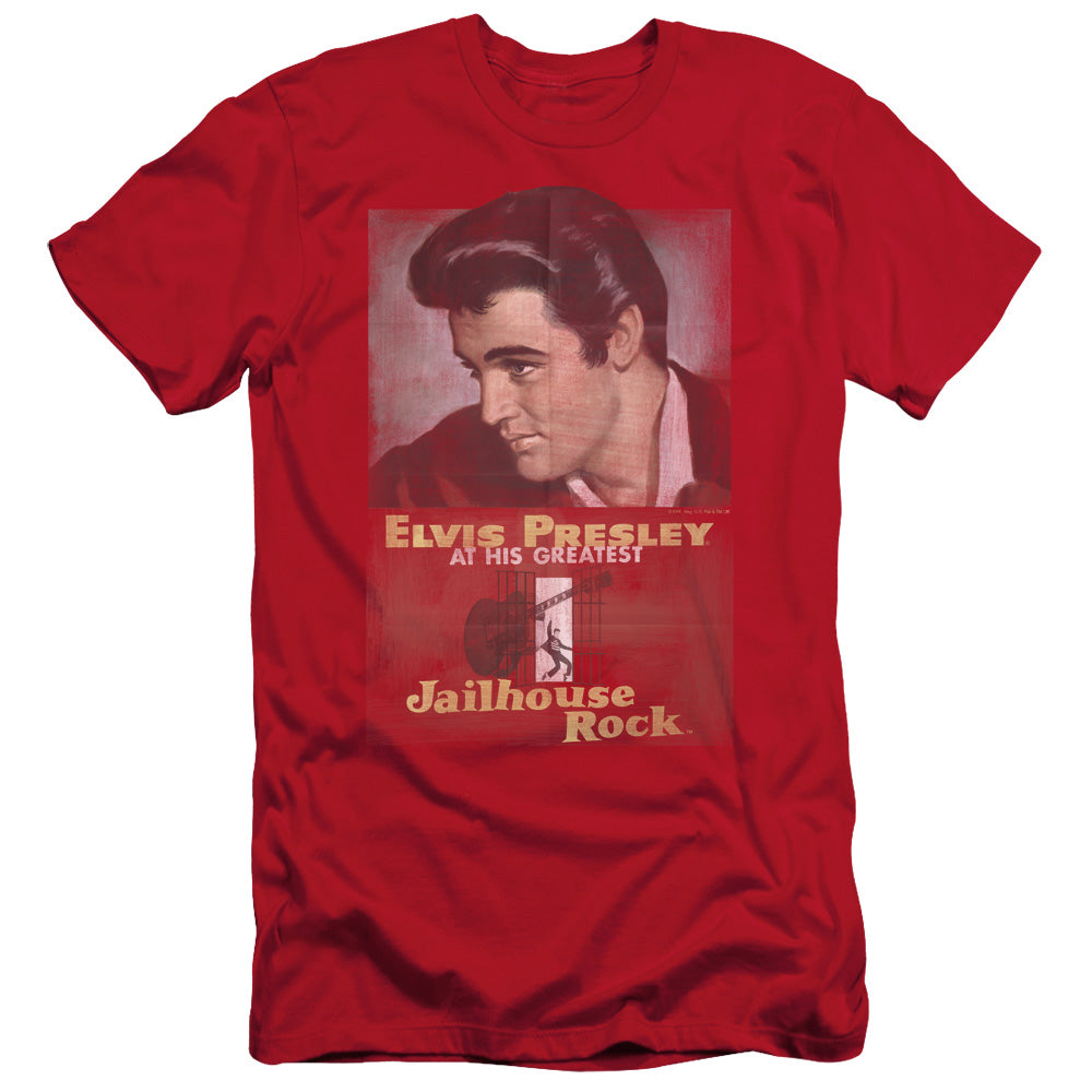 Elvis Presley - Jailhouse Rock Poster - Short Sleeve Adult 30/1 - Red T-shirt