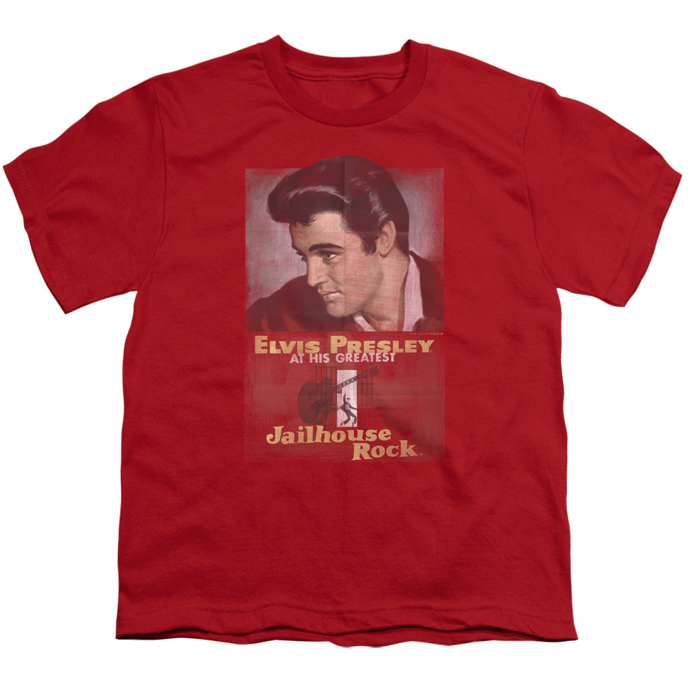 Elvis Presley - Jailhouse Rock Poster - Short Sleeve Youth 18/1 - Red T-shirt