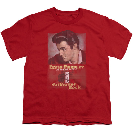 Elvis Presley - Jailhouse Rock Poster - Short Sleeve Youth 18/1 - Red T-shirt
