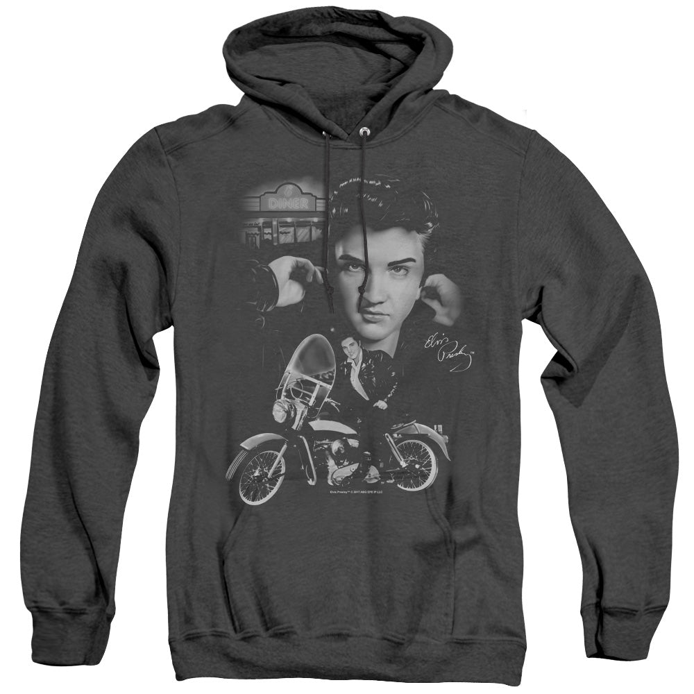 Elvis Presley - The King Rides Again - Adult Heather Hoodie - Black