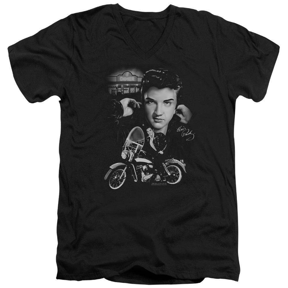 Elvis Presley - The King Rides Again - Short Sleeve Adult V-neck - Black T-shirt