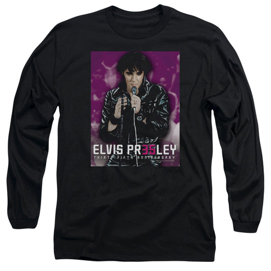 Elvis Presley - 35 Leather - Long Sleeve Adult 18/1 - Black T-shirt