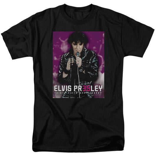 Elvis Presley - 35 Leather - Short Sleeve Adult 18/1 - Black T-shirt