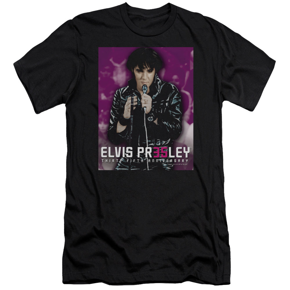 Elvis Presley - 35 Leather - Short Sleeve Adult 30/1 - Black T-shirt