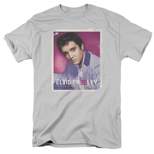 Elvis Presley - 35 Jacket - Short Sleeve Adult 18/1 - Silver T-shirt