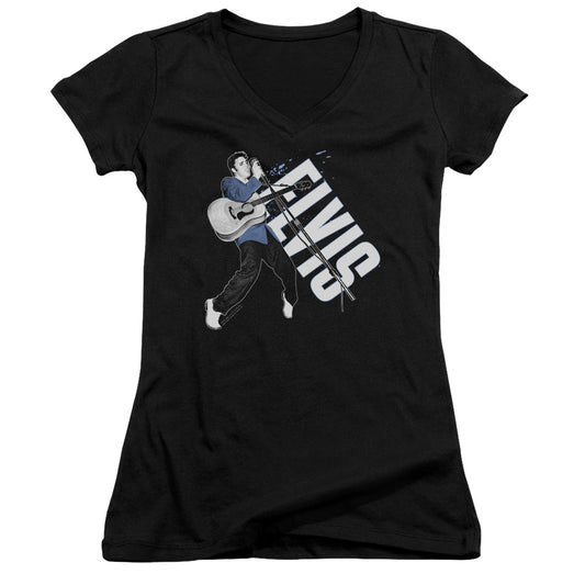 Elvis Presley On His Toes - Junior V-neck - Black
