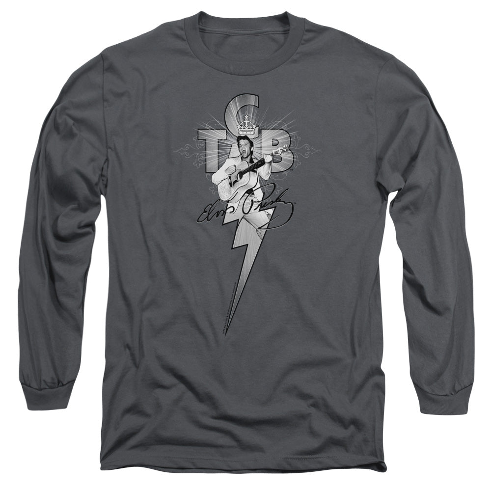 Elvis Presley - Tcb Ornate - Long Sleeve Adult 18/1 - Charcoal T-shirt
