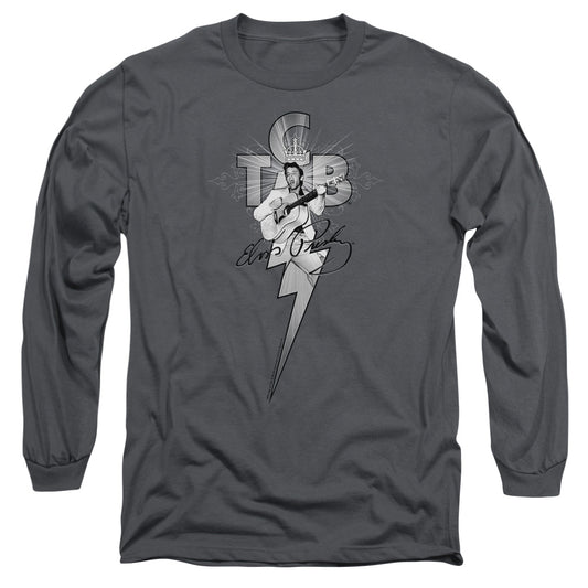 Elvis Presley - Tcb Ornate - Long Sleeve Adult 18/1 - Charcoal T-shirt