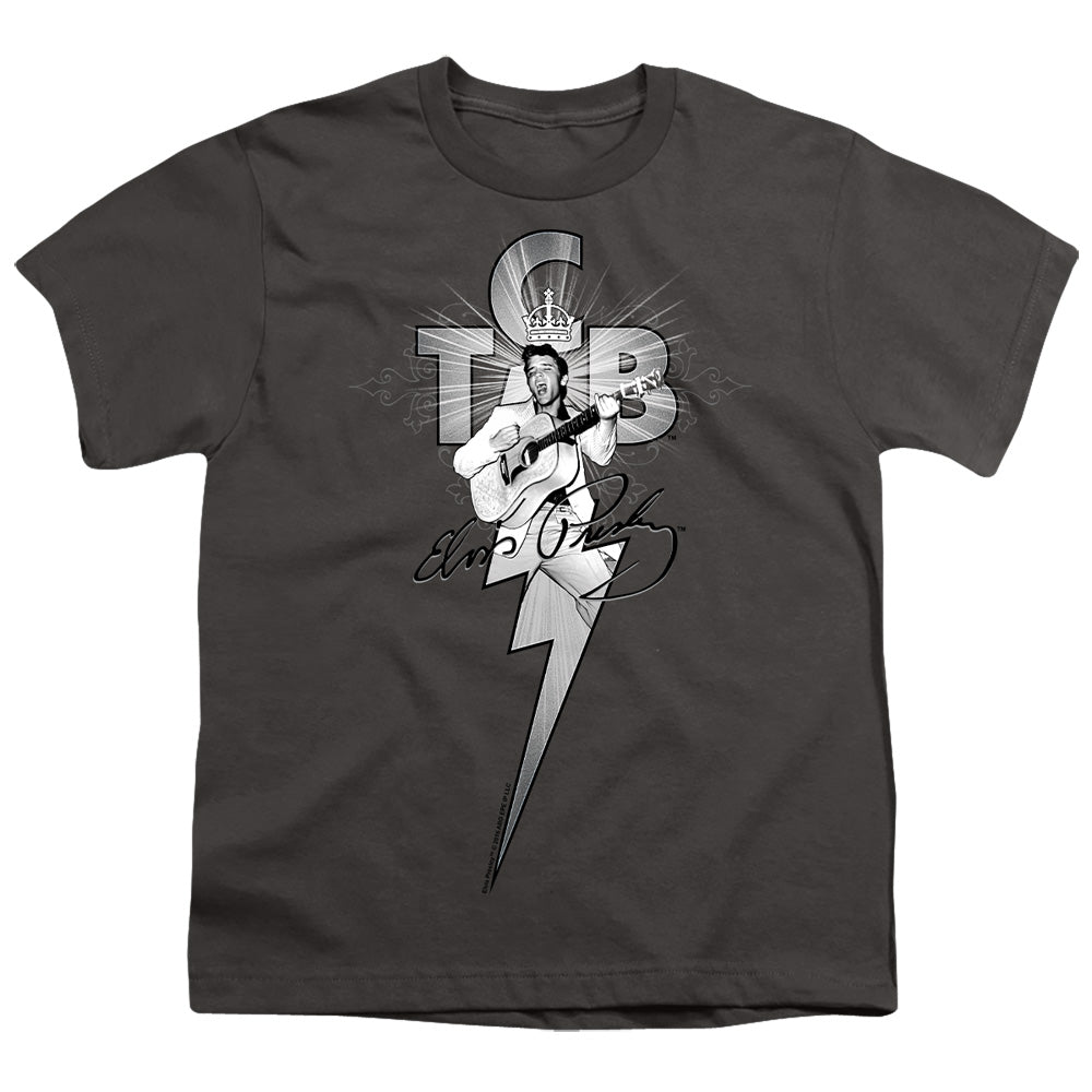Elvis Presley - Tcb Ornate - Short Sleeve Youth 18/1 - Charcoal T-shirt