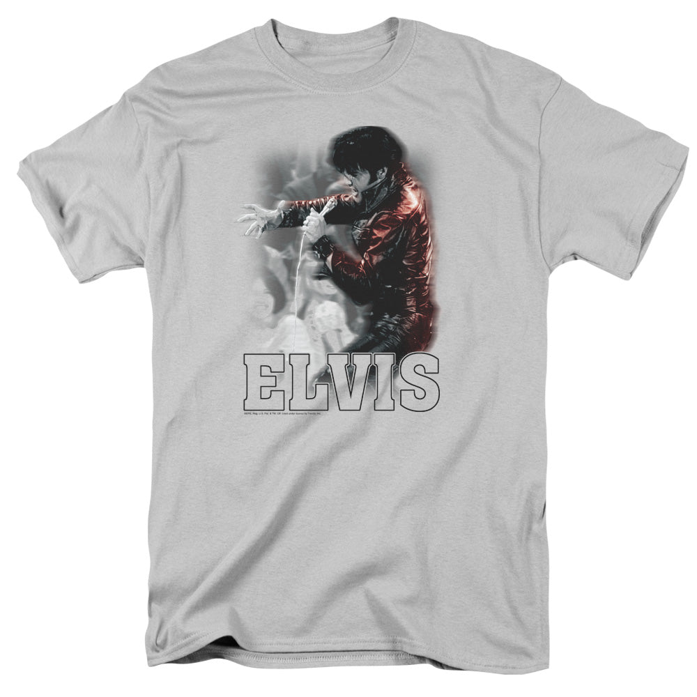 ELVIS PRESLEY BLACK LEATHER - S/S ADULT 18/1 - SILVER T-Shirt