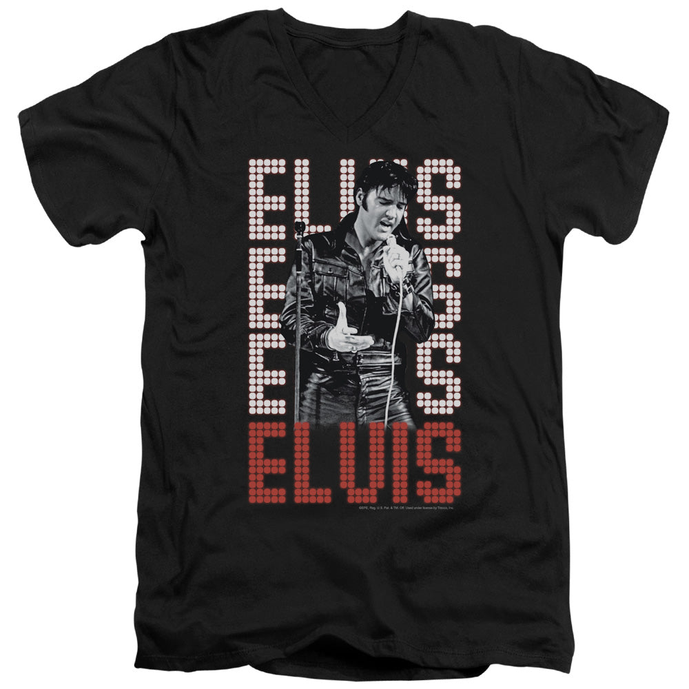 Elvis Presley - 1968 - Short Sleeve Adult V-neck - Black T-shirt