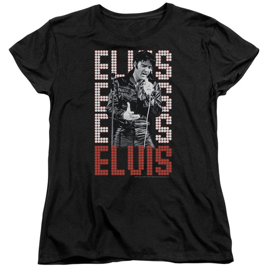 Elvis Presley - 1968 - Short Sleeve Womens Tee - Black T-shirt