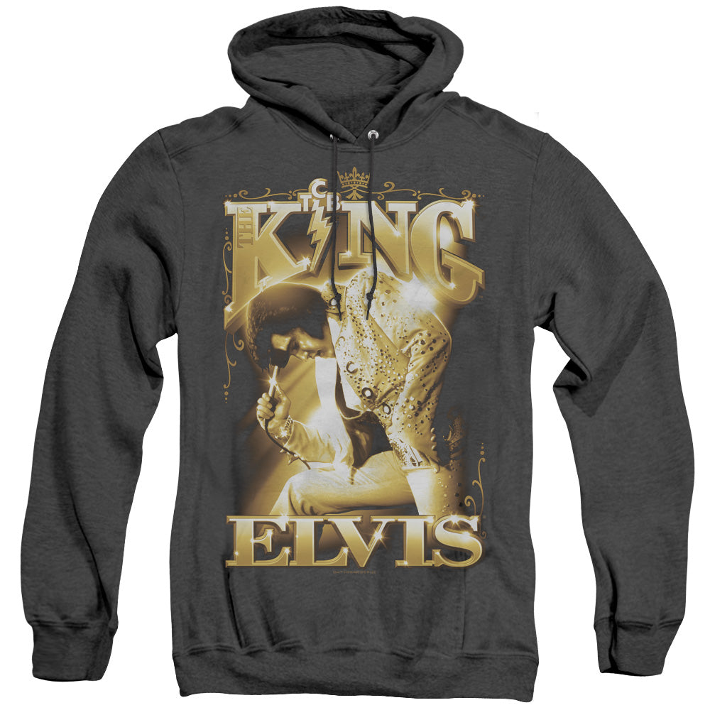 Elvis Presley - The King - Adult Heather Hoodie - Black
