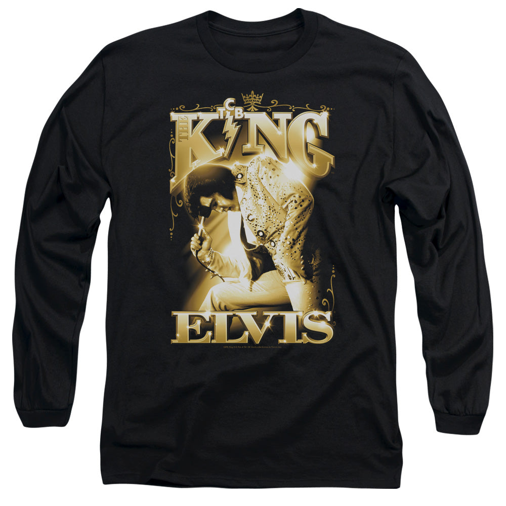 Elvis Presley - The King - Long Sleeve Adult 18/1 - Black T-shirt