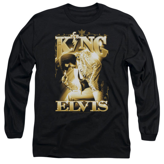 Elvis Presley - The King - Long Sleeve Adult 18/1 - Black T-shirt