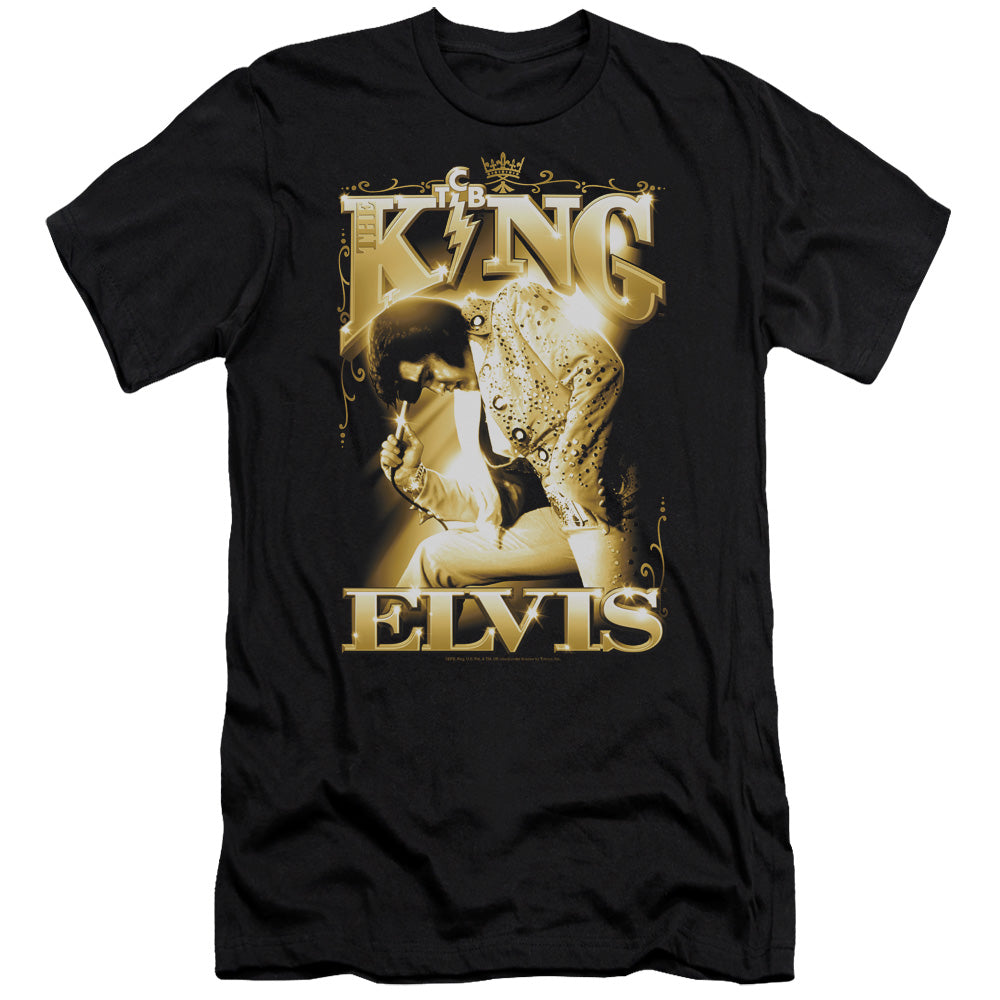 Elvis Presley - The King - Short Sleeve Adult 30/1 - Black T-shirt