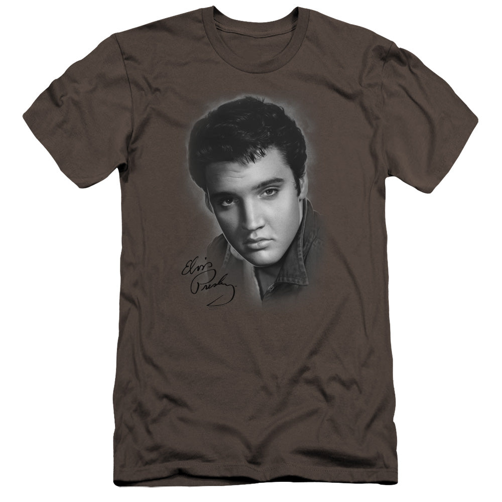 Elvis Presley - Grey Portrait-premuim Canvas Adult Slim Fit 30/1 - Charcoal