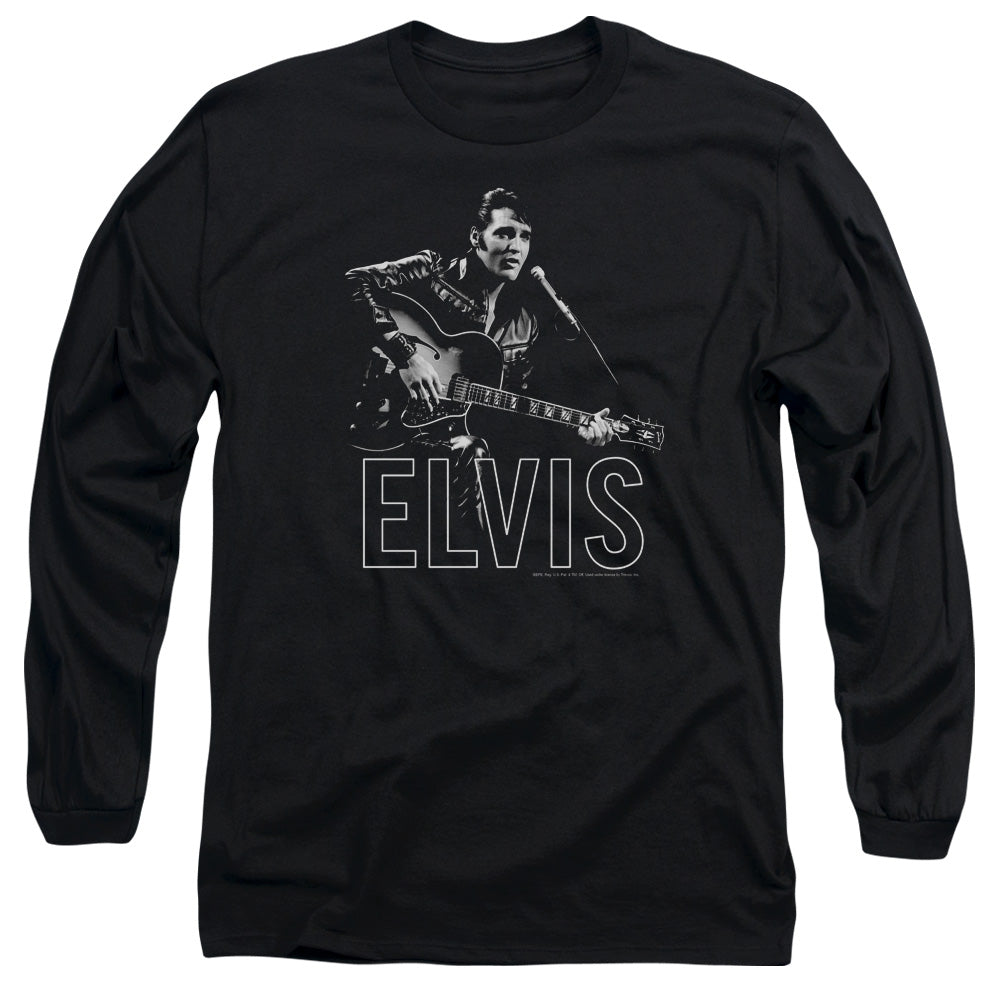 Elvis Presley - Guitar In Hand - Long Sleeve Adult 18/1 - Black T-shirt