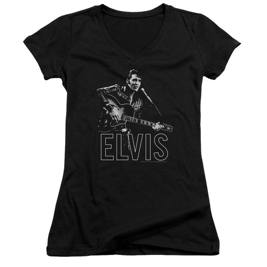 Elvis Presley - Guitar In Hand - Junior V-neck - Black