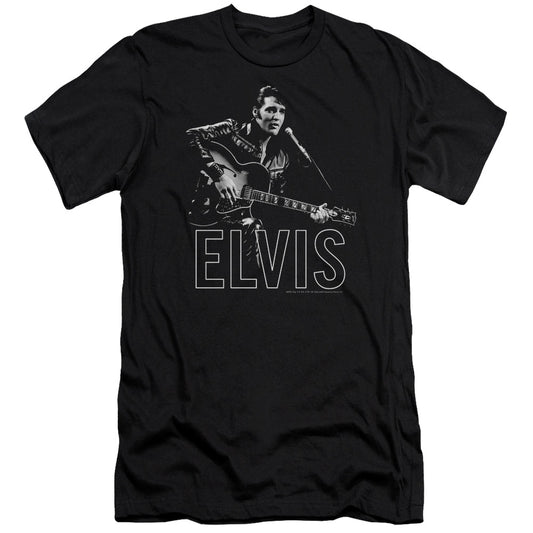 Elvis Presley - Guitar In Hand - Short Sleeve Adult 30/1 - Black T-shirt