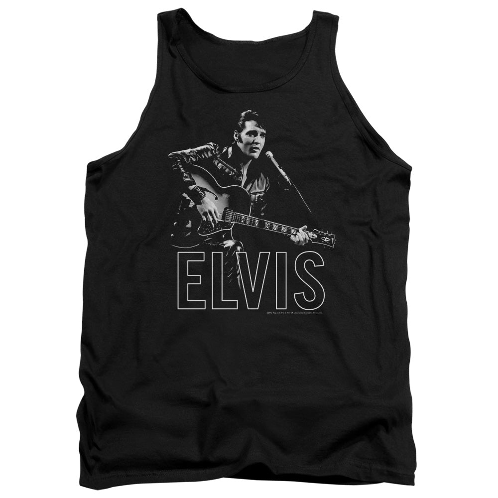 Elvis Presley - Guitar In Hand - Adult Tank - Black