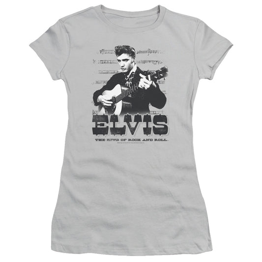 Elvis Presley - The King Of - Short Sleeve Junior Sheer - Silver T-shirt
