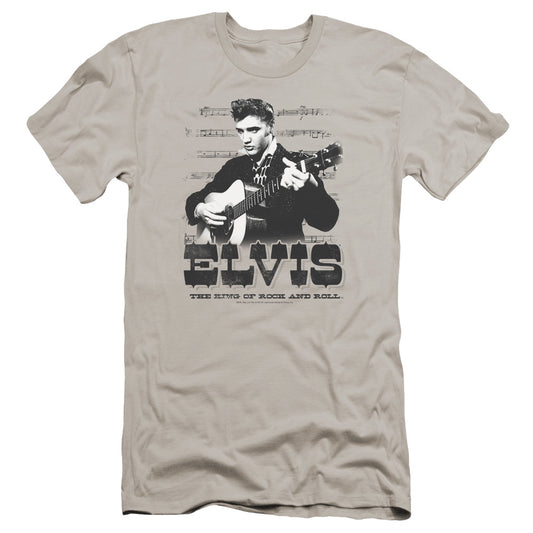 Elvis Presley - The King Of-premuim Canvas Adult Slim Fit 30/1 - Silver