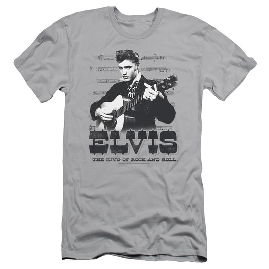 Elvis Presley - The King Of - Short Sleeve Adult 30/1 - Silver T-shirt