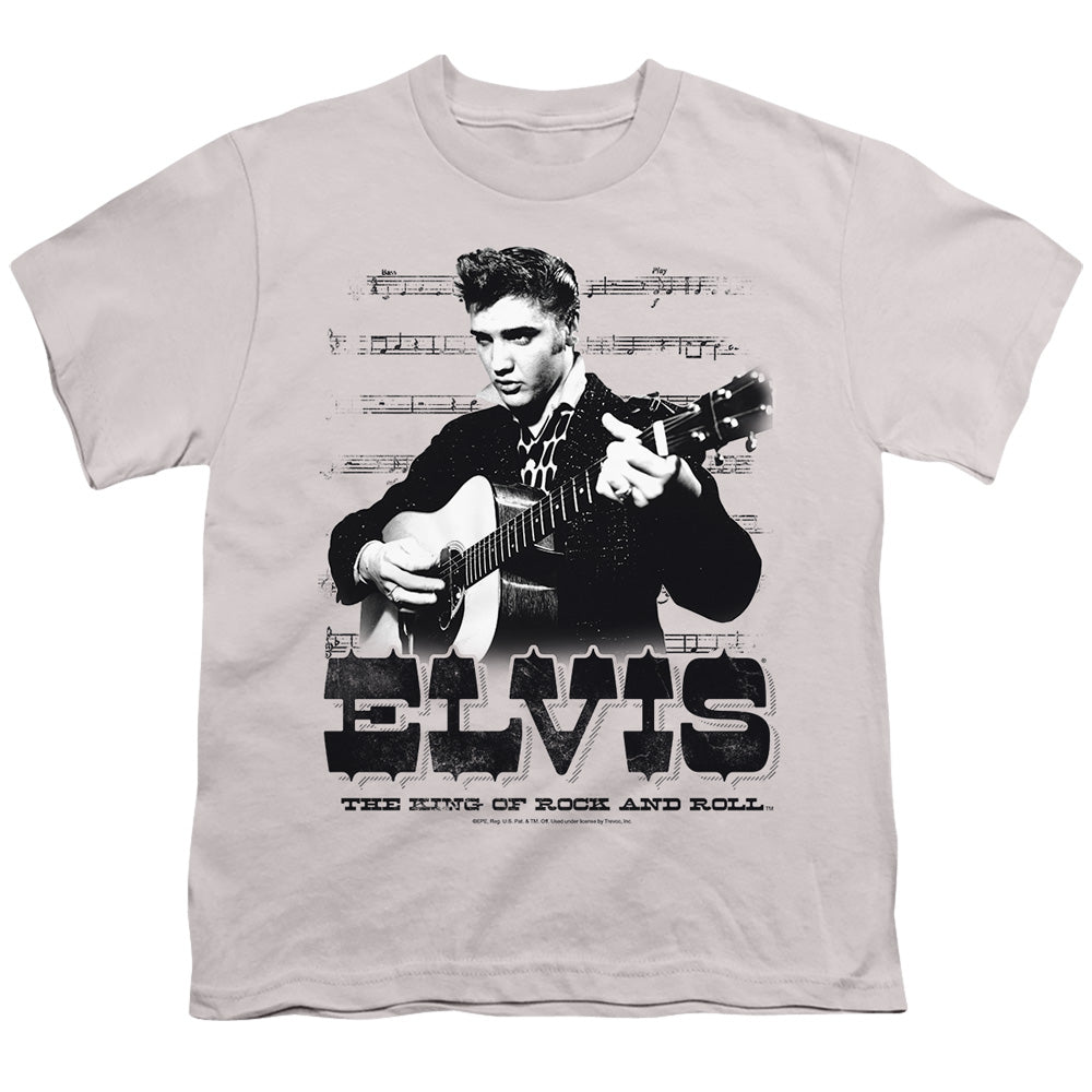 Elvis Presley - The King Of - Short Sleeve Youth 18/1 - Silver T-shirt