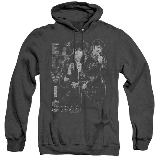 Elvis Presley - Leathered - Adult Heather Hoodie - Black