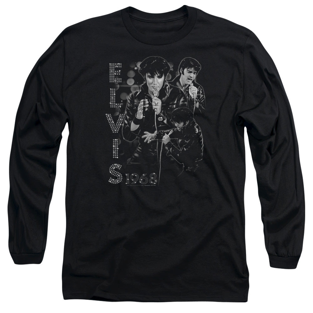 Elvis Presley - Leathered - Long Sleeve Adult 18/1 - Black T-shirt