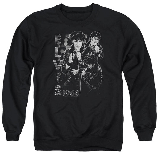 Elvis Presley - Leathered - Adult Crewneck Sweatshirt - Black