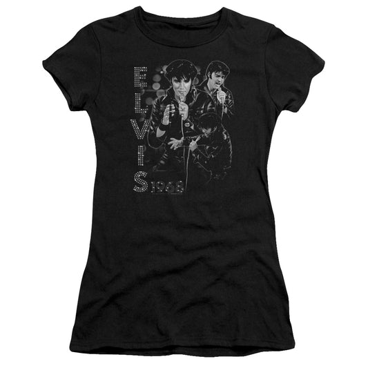 Elvis Presley - Leathered - Short Sleeve Junior Sheer - Black T-shirt