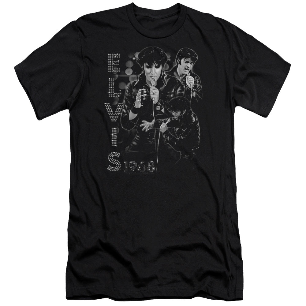 ELVIS PRESLEY LEATHERED - S/S ADULT 30/1 - BLACK T-Shirt