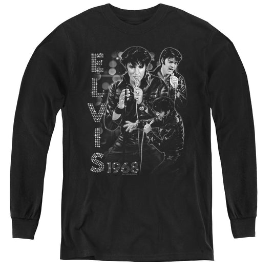 Elvis Presley - Leathered - Youth Long Sleeve Tee - Black