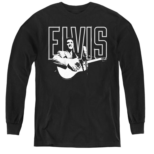 Elvis Presley - White Glow - Youth Long Sleeve Tee - Black