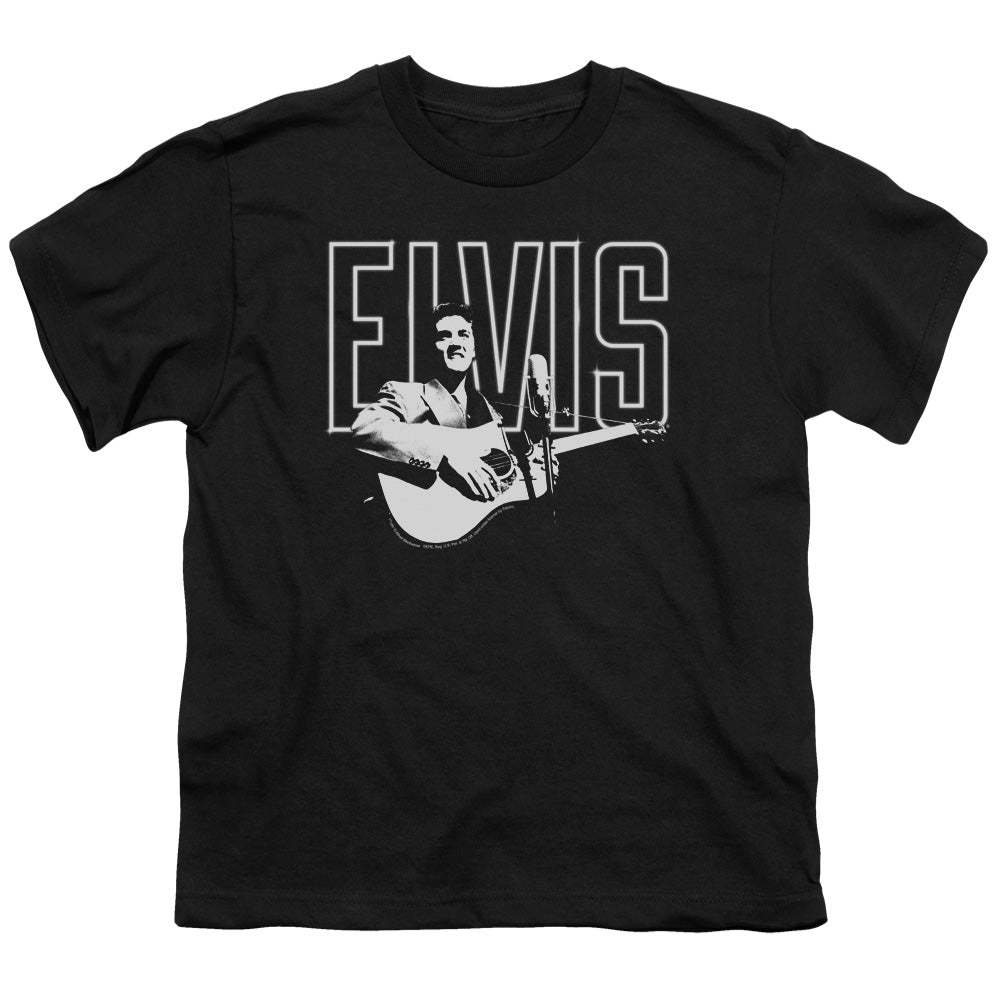 Elvis Presley - White Glow - Short Sleeve Youth 18/1 - Black T-shirt