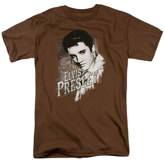 Elvis Presley - Rugged Elvis - Short Sleeve Adult 18/1 - Coffee T-shirt