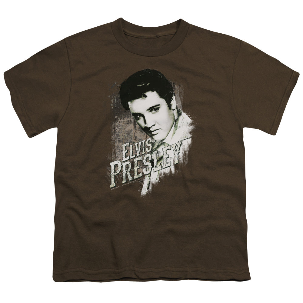 Elvis Presley - Rugged Elvis - Short Sleeve Youth 18/1 - Coffee T-shirt