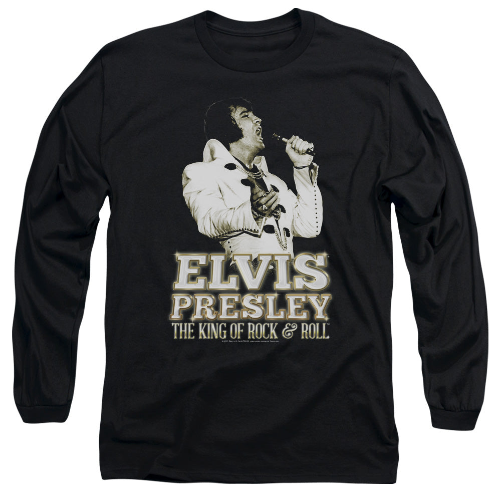 Elvis Presley - Golden - Long Sleeve Adult 18/1 - Black T-shirt