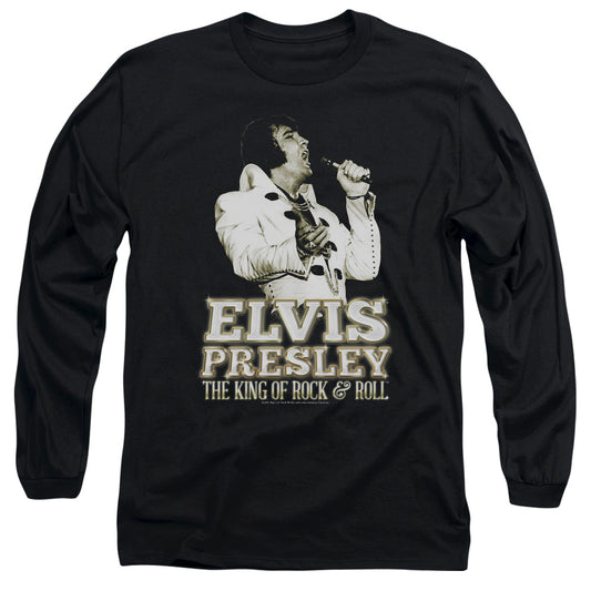 Elvis Presley - Golden - Long Sleeve Adult 18/1 - Black T-shirt
