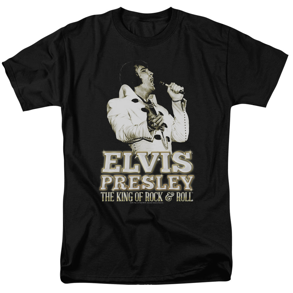 Elvis Presley - Golden - Short Sleeve Adult 18/1 - Black T-shirt