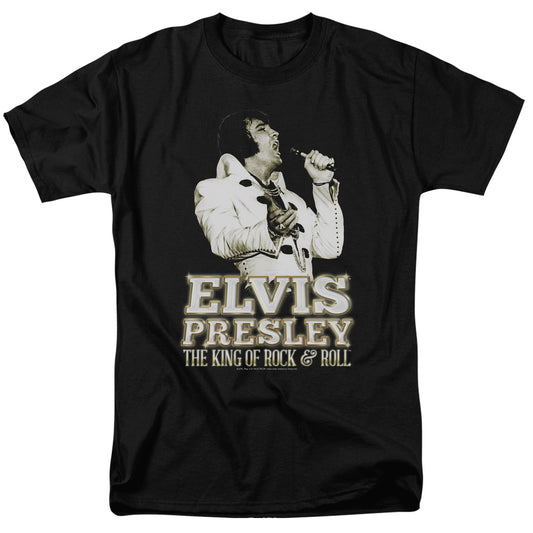 Elvis Presley - Golden - Short Sleeve Adult 18/1 - Black T-shirt