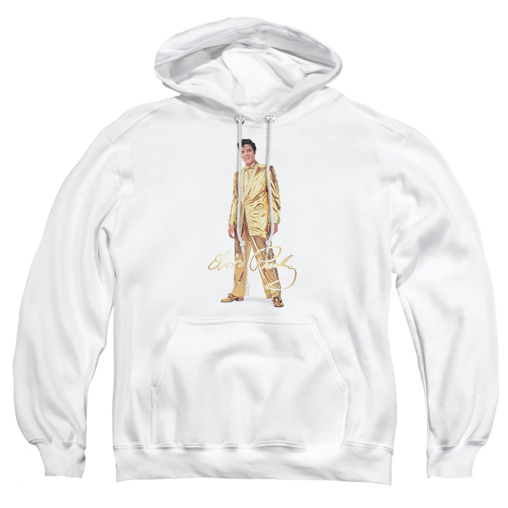Elvis Presley - Gold Lame Suit - Adult Pull-over Hoodie - White