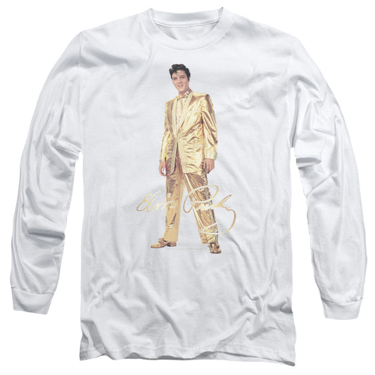 Elvis Presley - Gold Lame Suit - Long Sleeve Adult 18/1 - White T-shirt