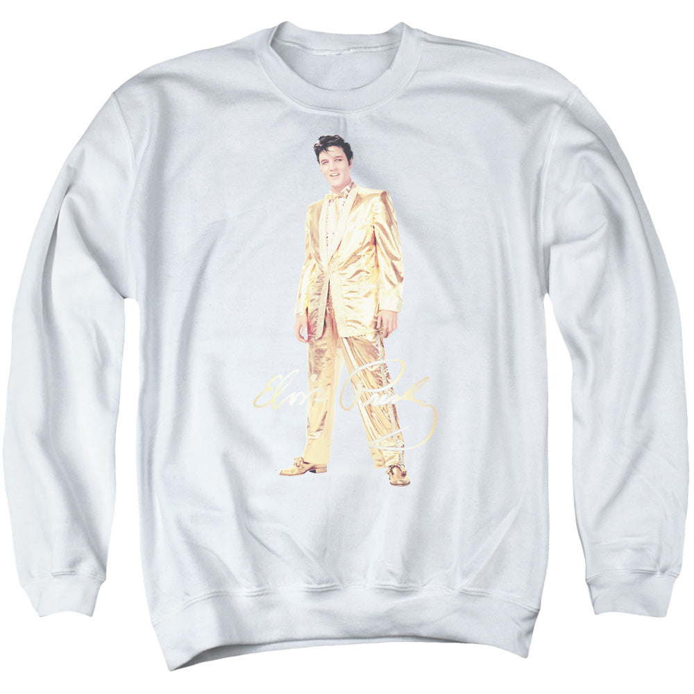 Elvis Presley - Gold Lame Suit - Adult Crewneck Sweatshirt - White