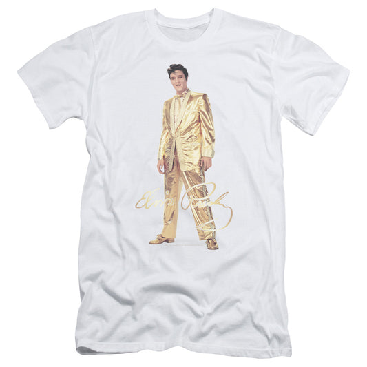 Elvis Presley - Gold Lame Suit - Short Sleeve Adult 30/1 - White T-shirt