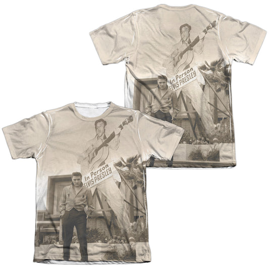Elvis Presley - Larger Than Life (Front/back Print) - Adult 65/35 Poly/cotton Short Sleeve Tee - White T-shirt