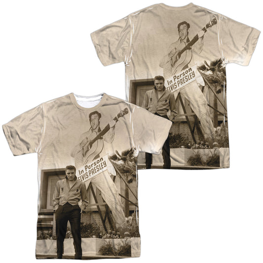 Elvis Presley - Larger Than Life (Front/back Print) -  Short Sleeve Adult 100% Poly Crew - White T-shirt