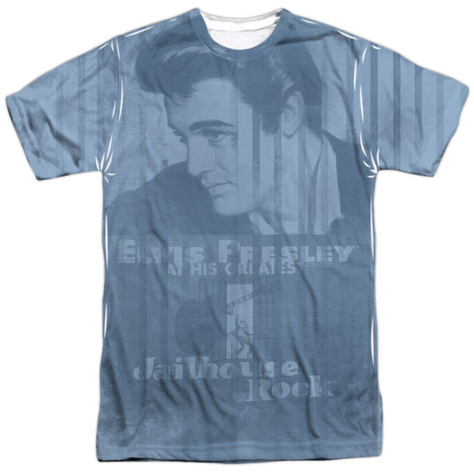 Elvis Presley - Jailhouse Poster All Over - Short Sleeve Adult Poly Crew - White T-shirt